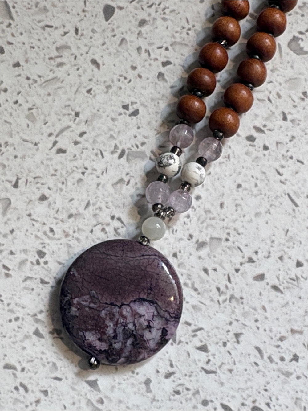 NEW! Tiny Devotions Wooden Beaded Amethyst Necklace 💜 - Picture 10 of 11
